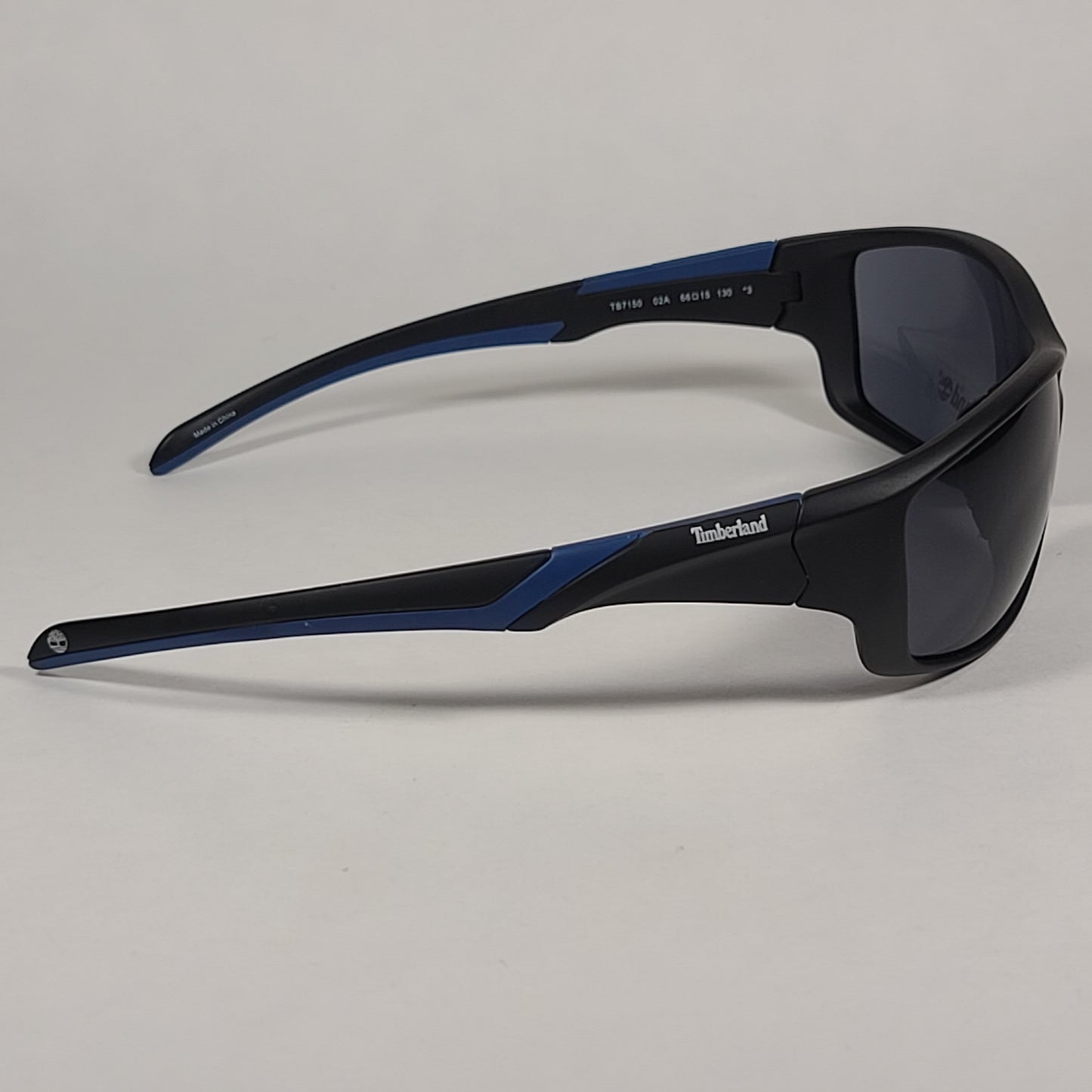 Timberland Sport Wrap Sunglasses Matte Black And Blue With Gray Lens TB7150 02A - Sunglasses