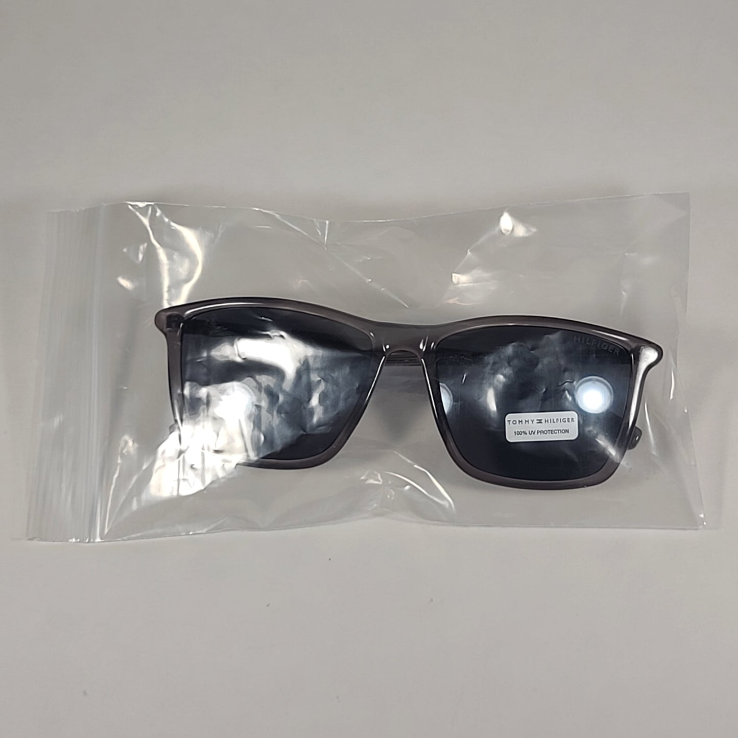 Tommy Hilfiger Rob Square Sunglasses Gray Crystal Frame Gray Lens ROB MP OM517 - Sunglasses