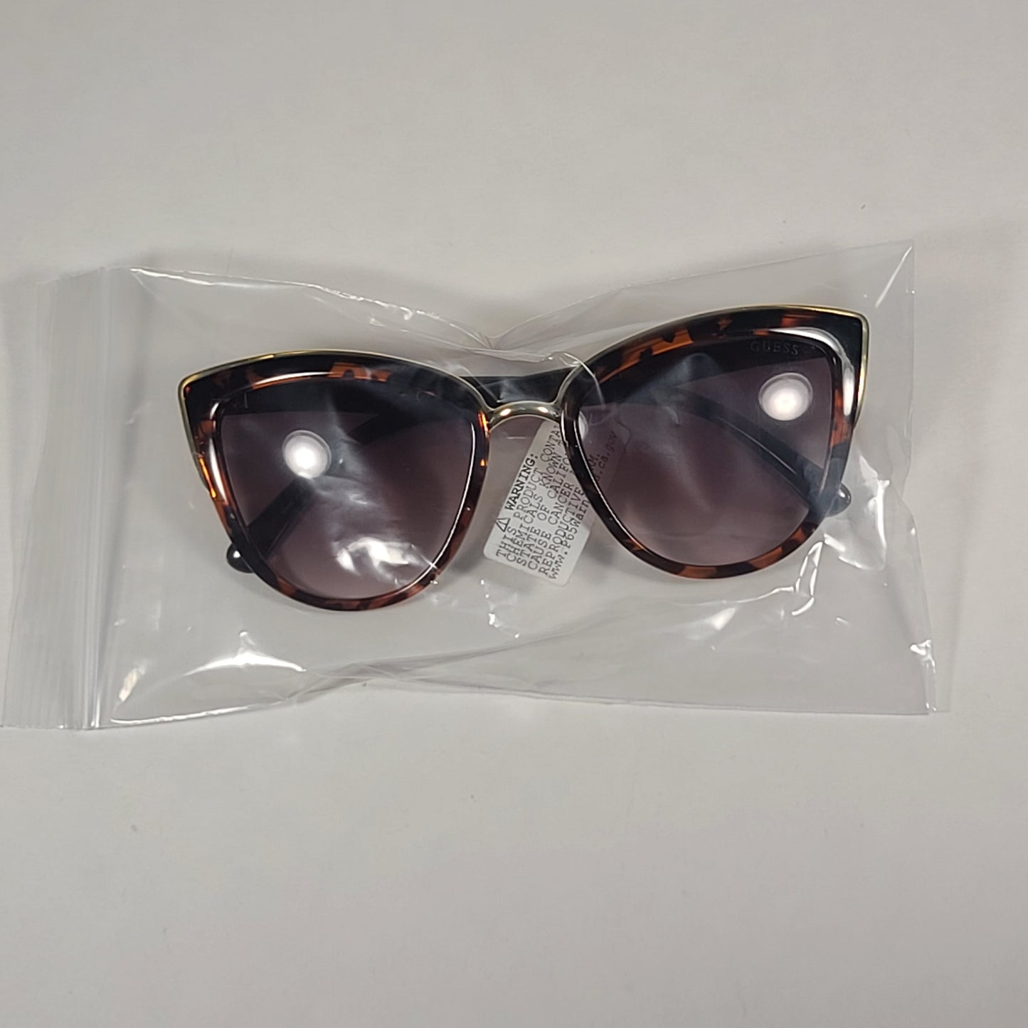 Guess Cat Eye Sunglasses Brown Tortoise Gold Frame Brown Gradient Lens GF0313 52F - Sunglasses