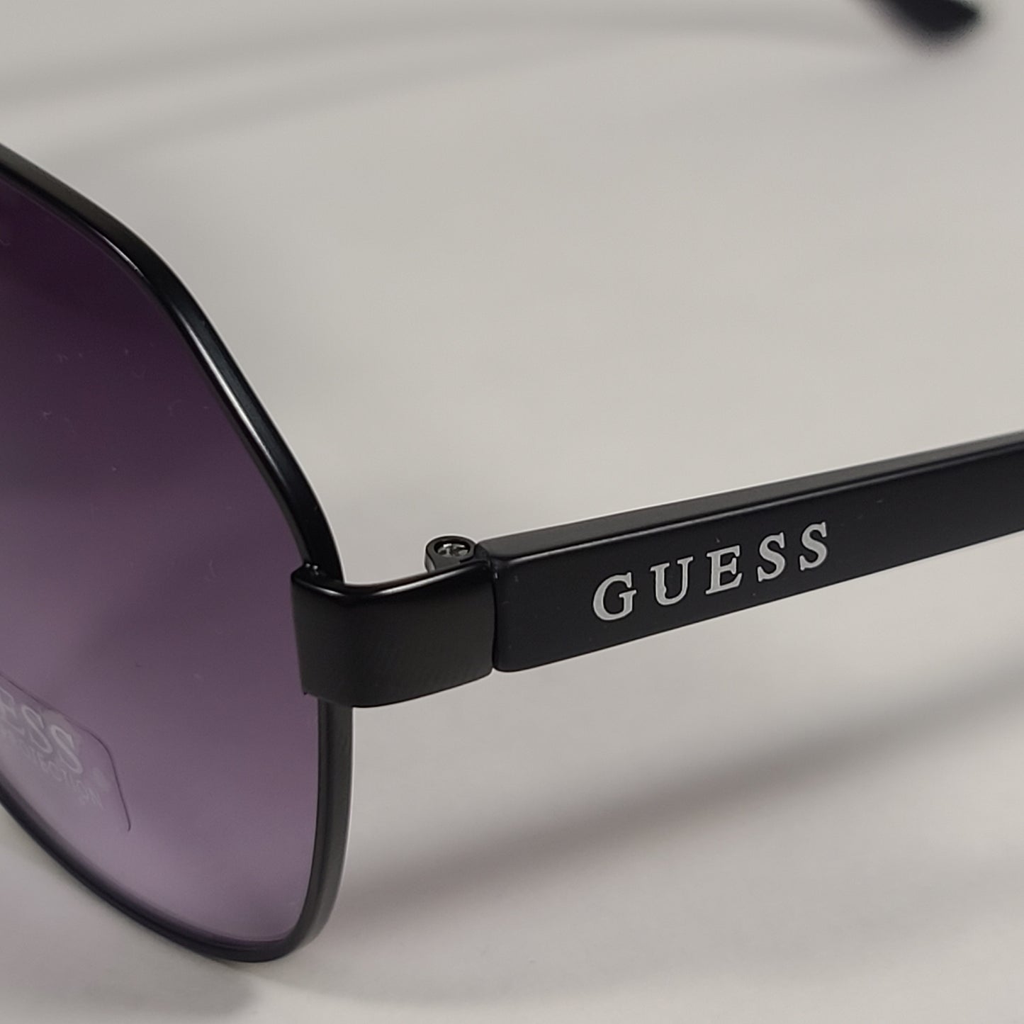 Guess Aviator Sunglasses Matte Black Frame Gray Smoke Gradient Lens GF0397 02B - Sunglasses