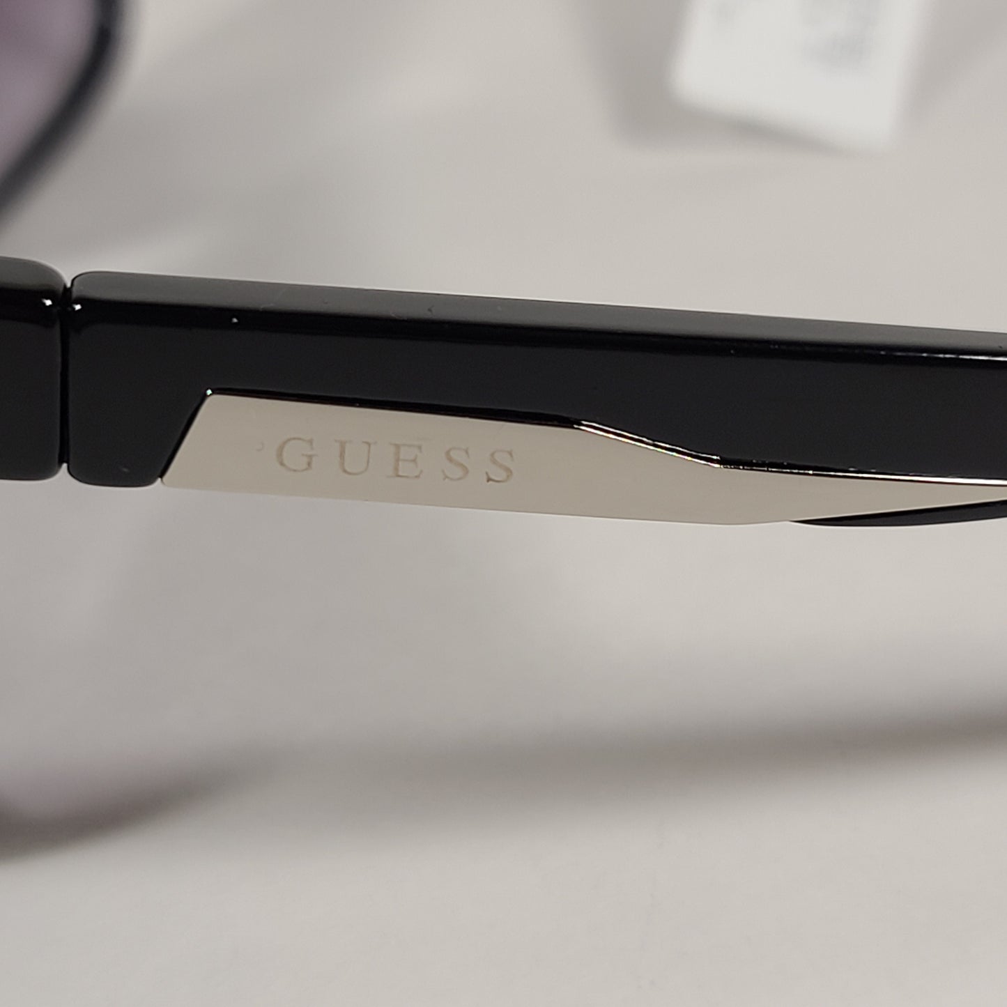 Guess Rectangular Sunglasses Shiny Black Frame Gray Smoke Gradient Lens GF0190 01B - Sunglasses