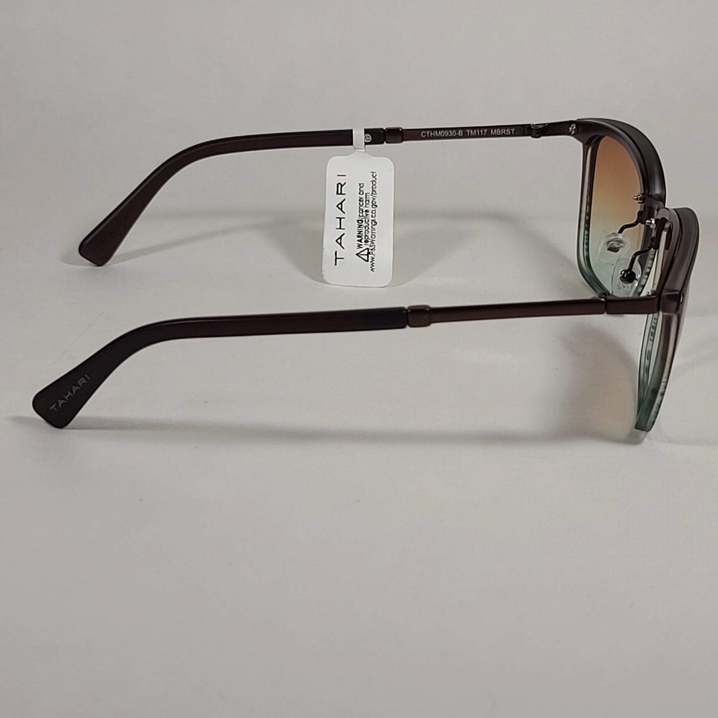 Tahari Square Club Sunglasses Matte Brown Light Blue Gradient Lens TM117 MBRST - Sunglasses