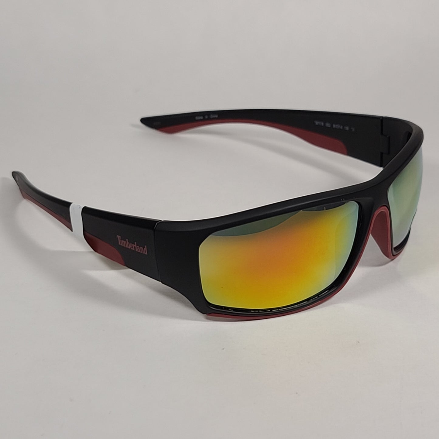 Timberland Wrap Sunglasses Matte Black Burnt Orange Frame Orange Mirror Lens TB7178 02U - Sunglasses