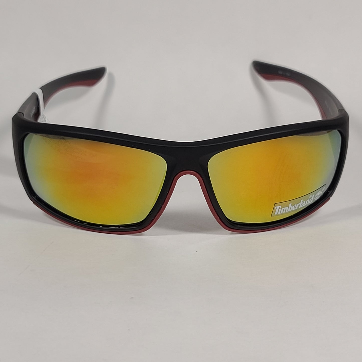Timberland Wrap Sunglasses Matte Black Burnt Orange Frame Orange Mirror Lens TB7178 02U - Sunglasses