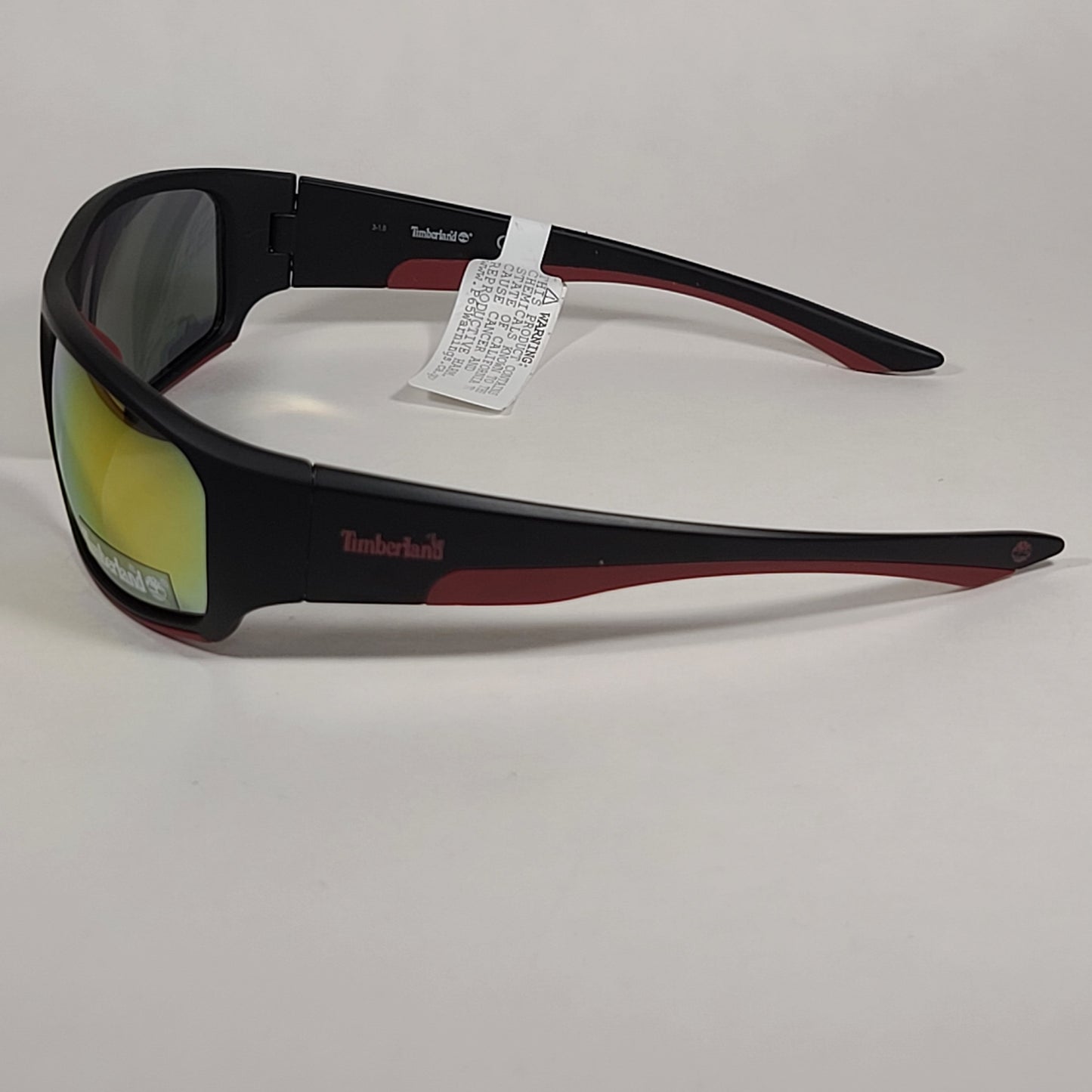 Timberland Wrap Sunglasses Matte Black Burnt Orange Frame Orange Mirror Lens TB7178 02U - Sunglasses