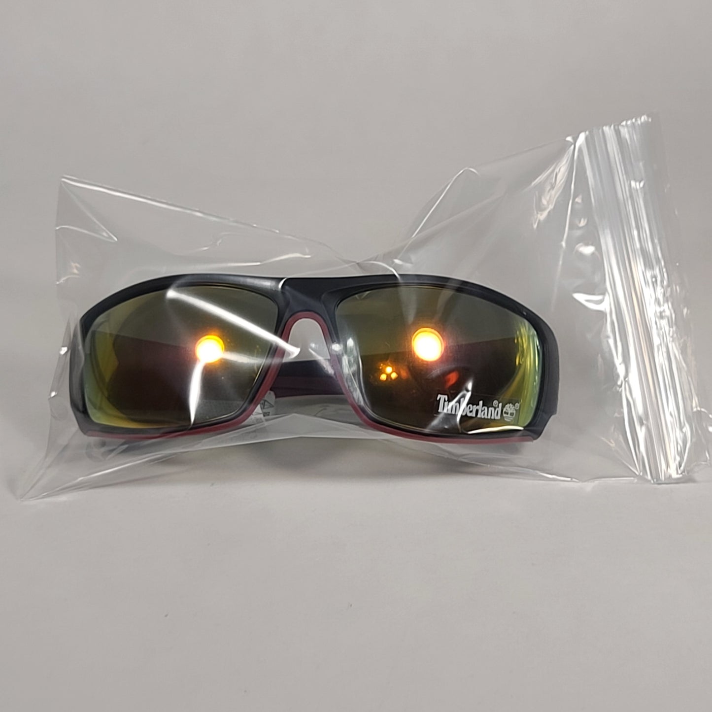 Timberland Wrap Sunglasses Matte Black Burnt Orange Frame Orange Mirror Lens TB7178 02U - Sunglasses