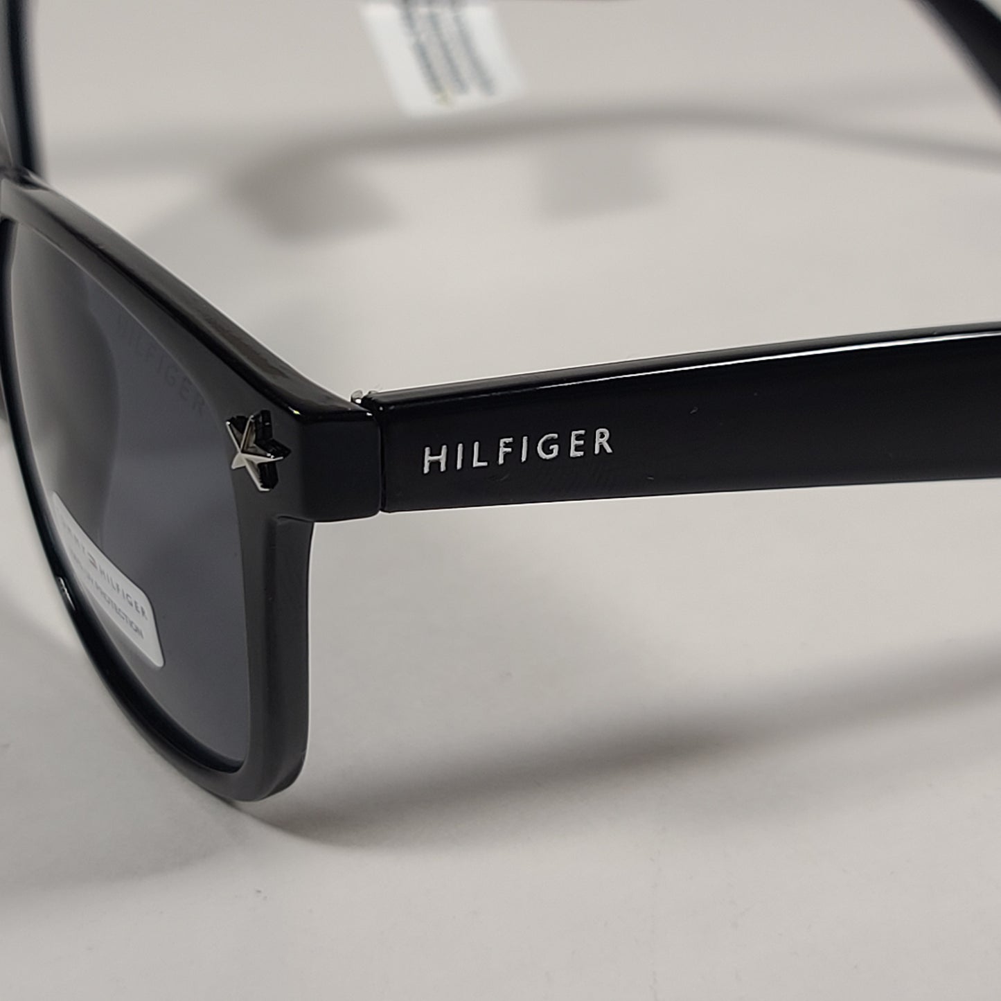Tommy Hilfiger Aileen Square Sunglasses Shiny Black Frame Gray Lens WP OL435 - Sunglasses