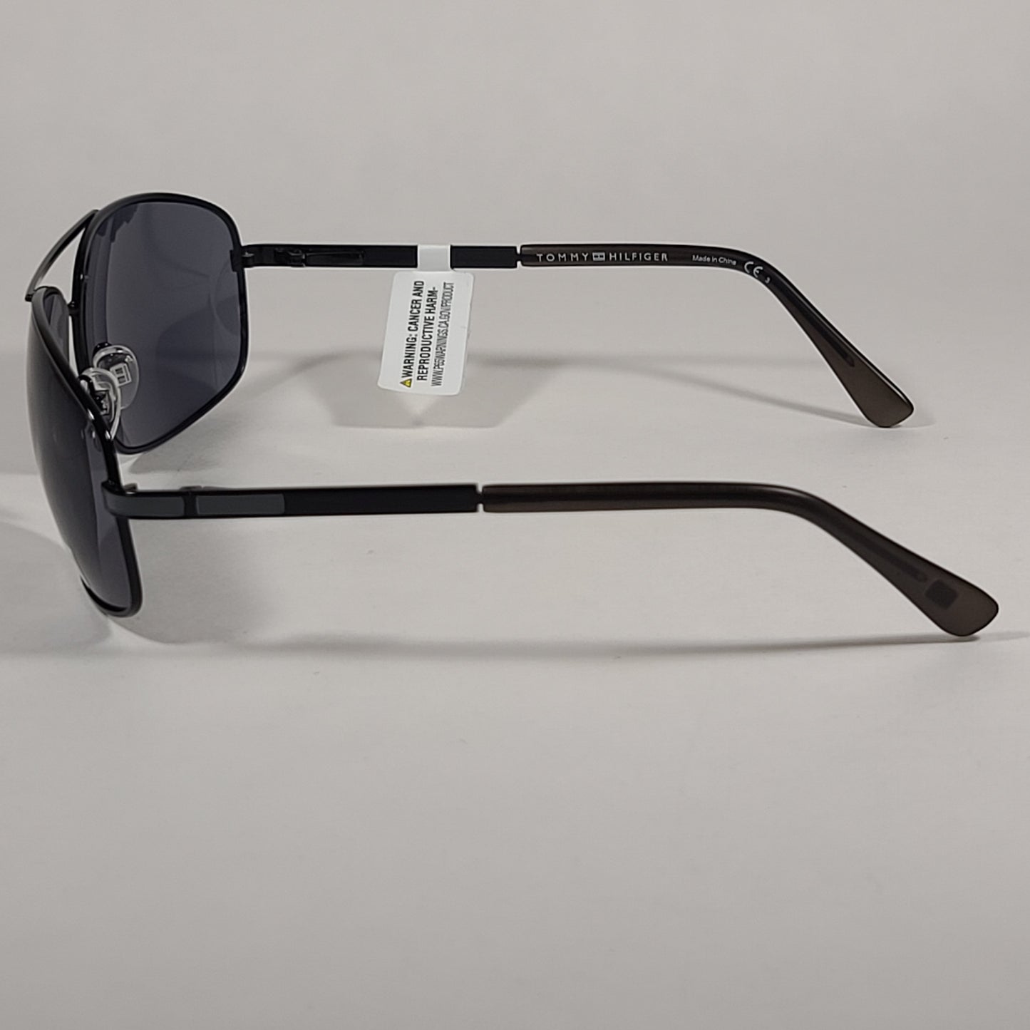 Tommy Hilfiger Vance Rectangular Sunglasses Black Gray Frame Gray Tinted Lens VANCE MM OM205 - Sunglasses