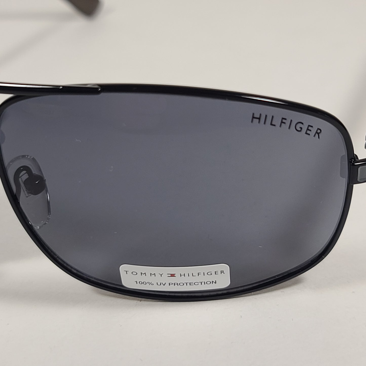 Tommy Hilfiger Vance Rectangular Sunglasses Black Gray Frame Gray Tinted Lens VANCE MM OM205 - Sunglasses
