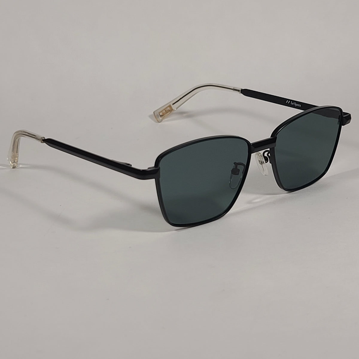 Le Supastar Square Sunglasses Matte Black Metal Frame Green Tint