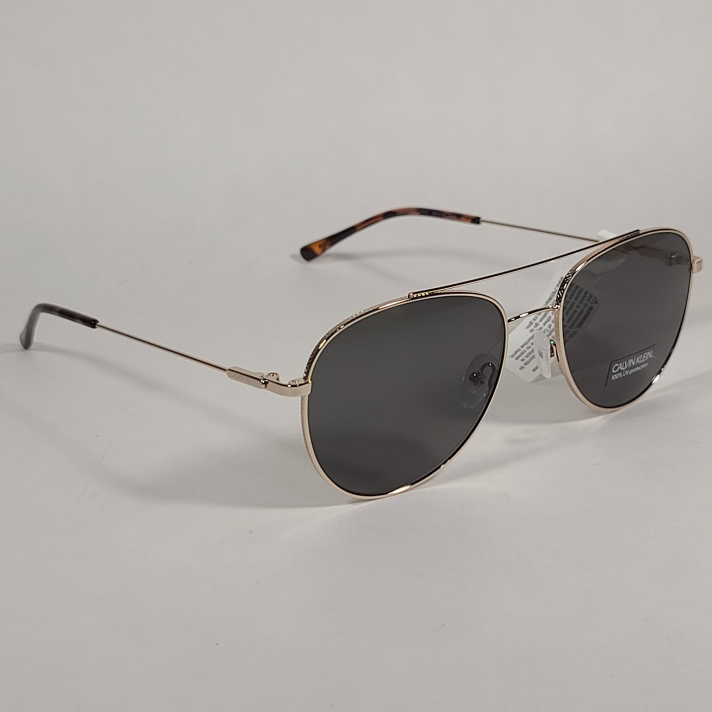 Calvin Klein CK20120S 717 Aviator Pilot Sunglasses Gold Frame Green Tinted Lens - Sunglasses