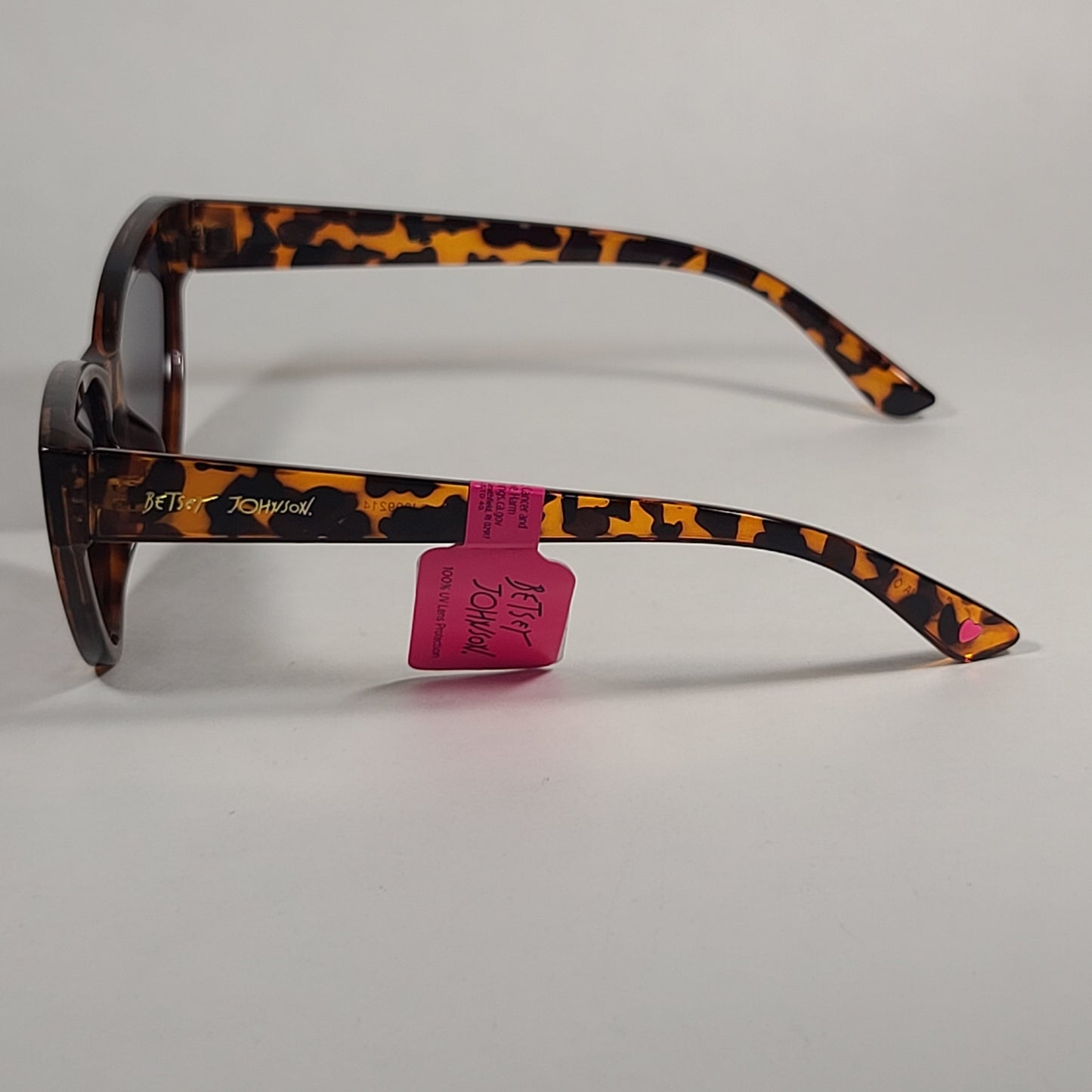 Betsey Johnson Heart Shape Sunglasses Brown Tortoise Frame Gray Tinted Lens BJ899214 TORT - Sunglasses