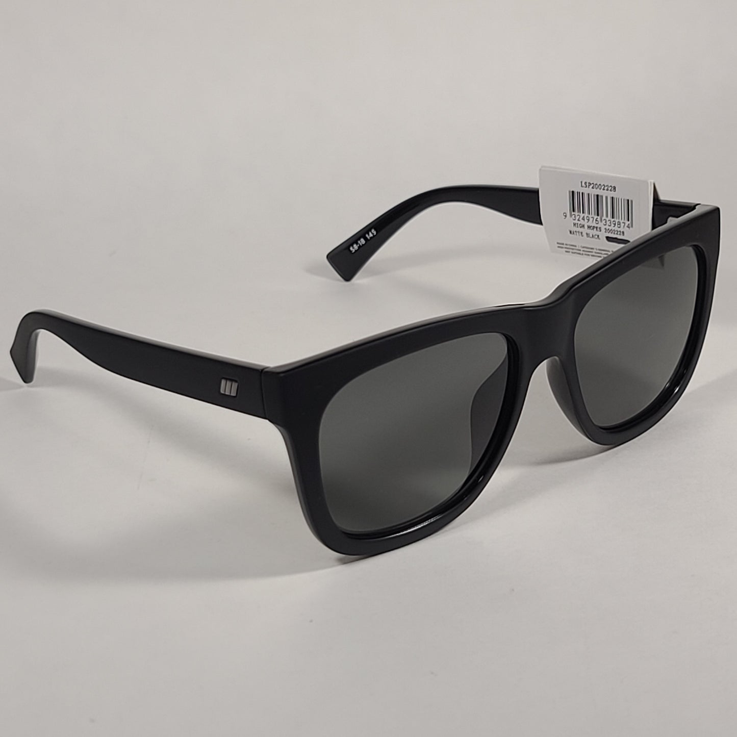 Le Specs High Hopes Square Sunglasses Matte Black Frame Gray Green Tinted Lens LSP2002226 MATTE BLACK - Sunglasses