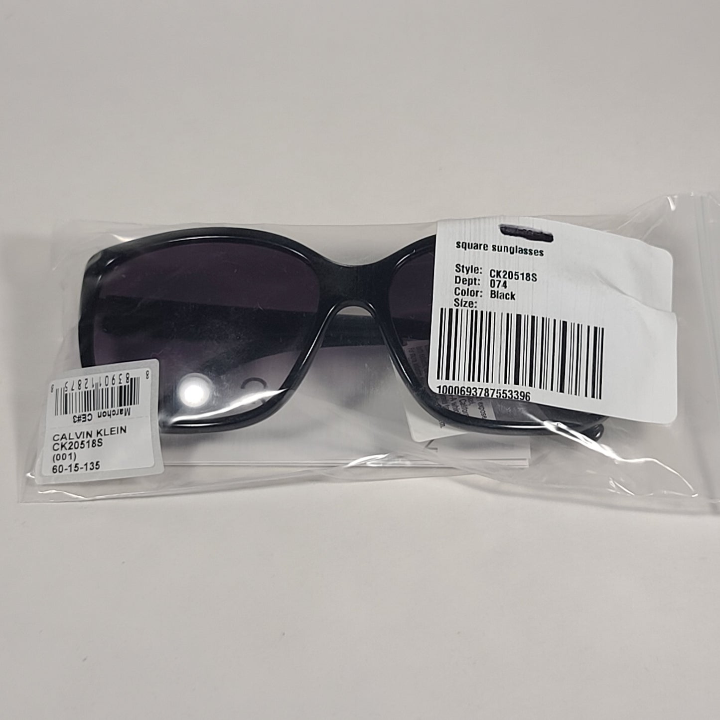 Calvin Klein Butterfly Sunglasses CK20518S 001 Shiny Black Frame Smoke Gradient Lens - Sunglasses
