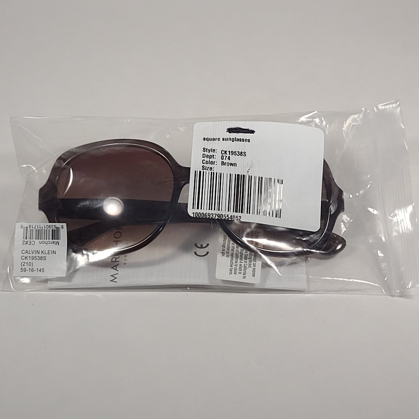 Calvin Klein Oversize Sunglasses CK19538S 210 Brown Frame Brown Gradient Lens - Sunglasses