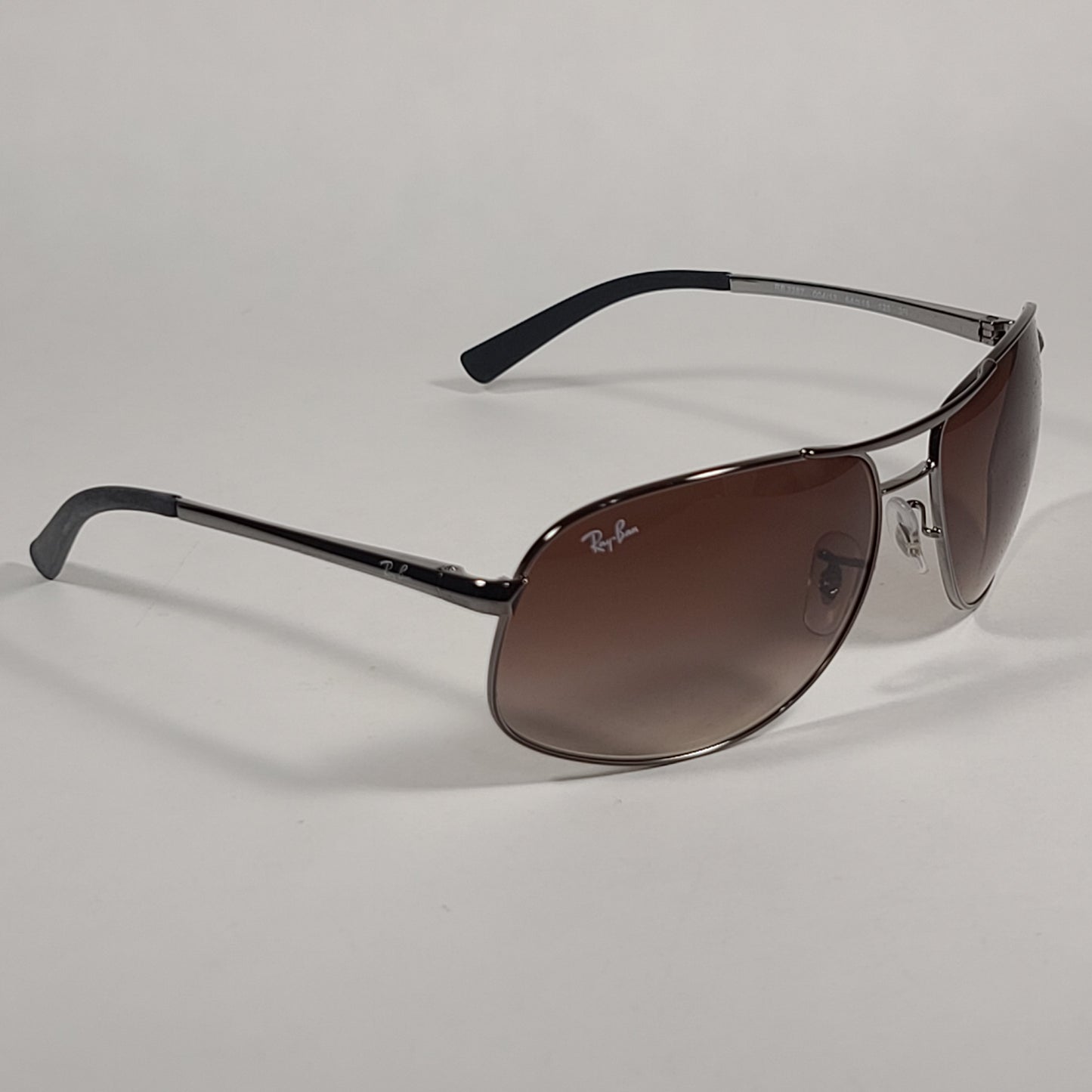 Ray-Ban RB3387 004/13 Pilot Sunglasses Gunmetal Gray Frame Brown Gradient Lens - Sunglasses