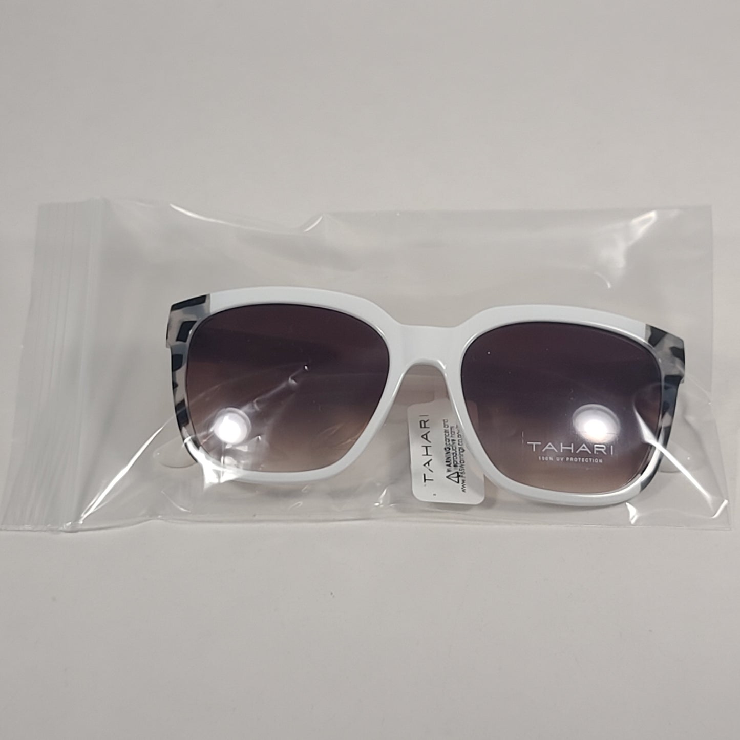 Tahari Square Sunglasses White / Camo Frame Brown Gradient Lens TH812 WHCM - Sunglasses