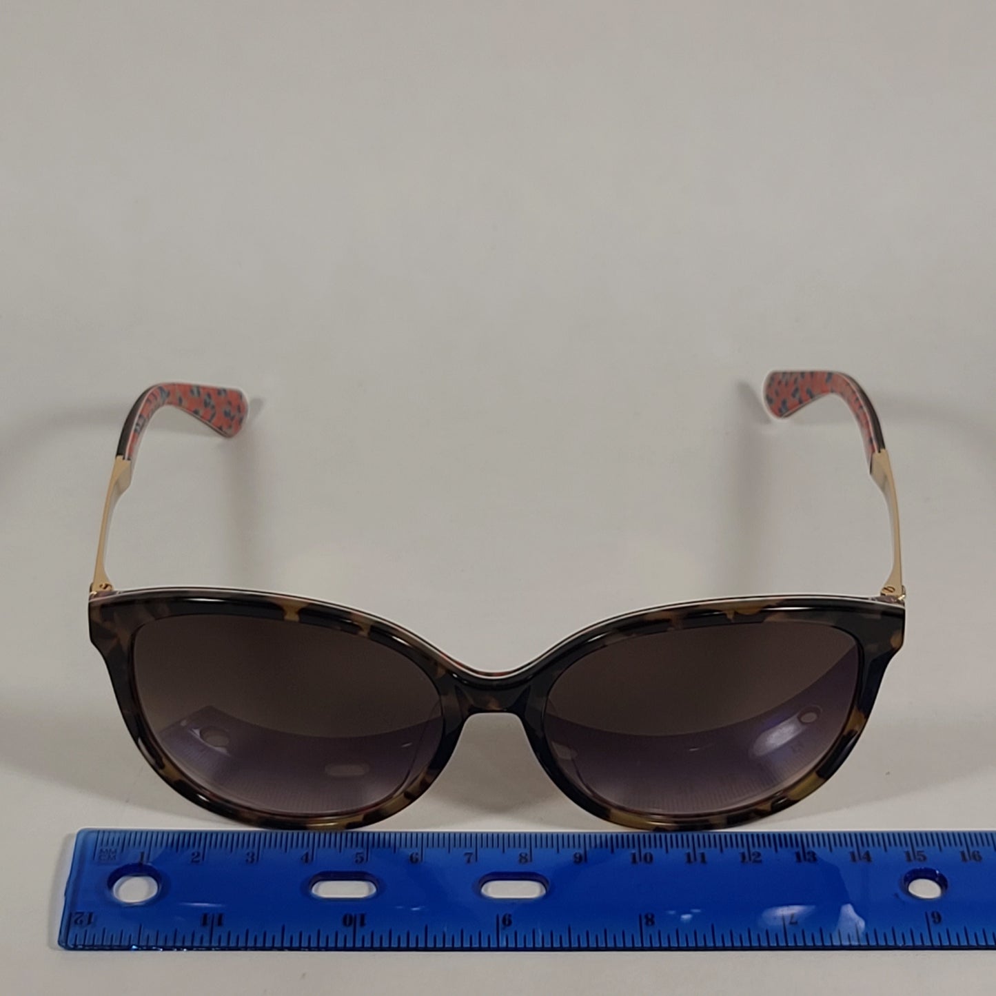 Kate Spade Karlena 2NLHA Round Cat Eye Sunglasses Havana Brown And Gold Frame Brown Gradient Lenses