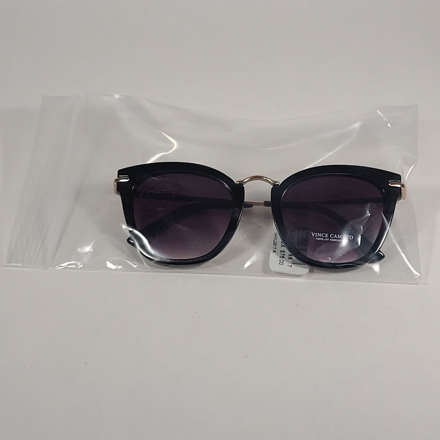 Vince Camuto Cat Eye Sunglasses Black And Gold Frame Smoke Gradient Lens VC898 OX - Sunglasses