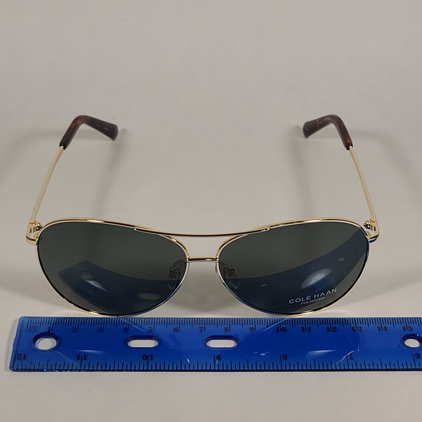 Cole Haan Aviator Polarized Sunglasses Gold Frame Green Lens CH7032 710 GOLD W/GREEN LENS - Sunglasses