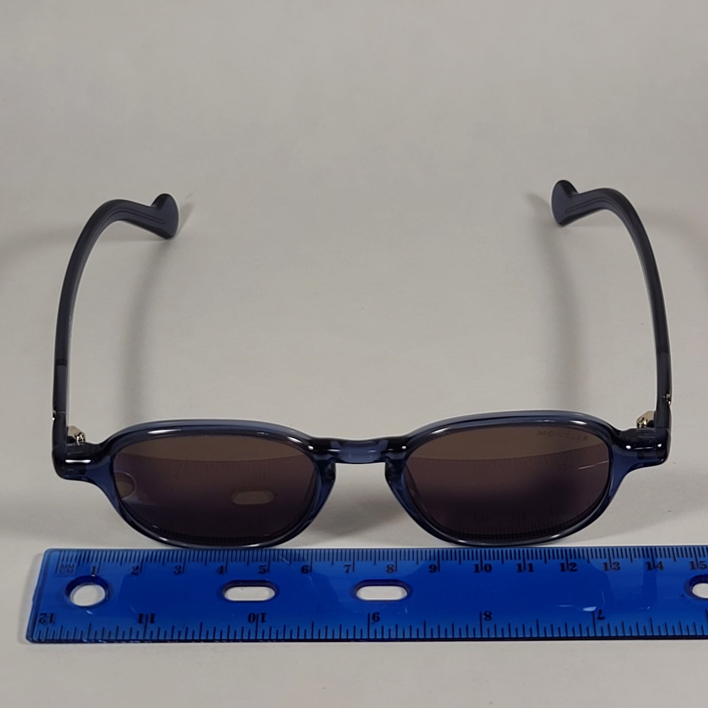 Moncler Keyhole Sunglasses Gray Blue Crystal Frame Brown Lens ML0061 92E - Sunglasses