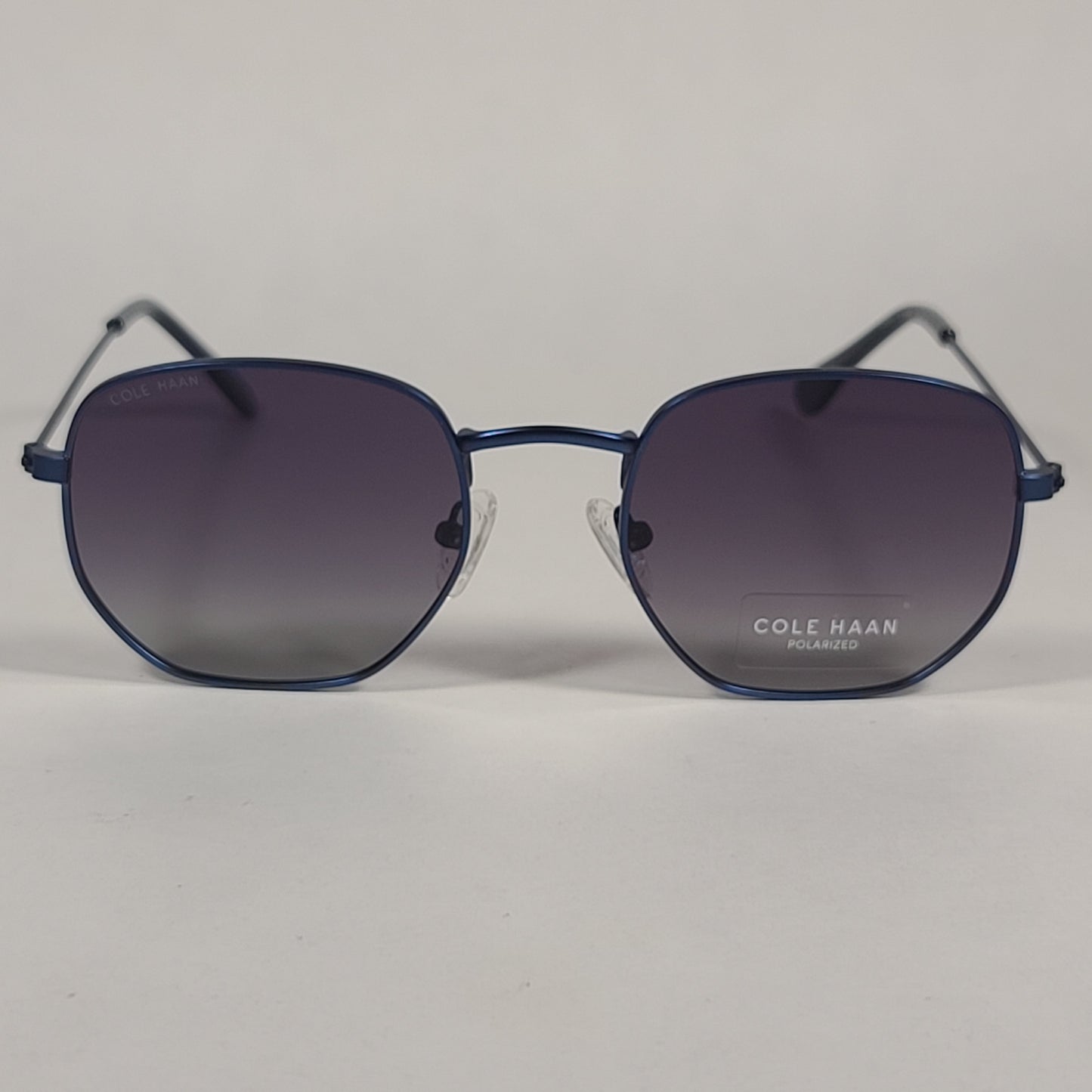Cole Haan CH8501 414 Polarized Hexagon Sunglasses Navy Blue Smoke Gradient Lens - Sunglasses