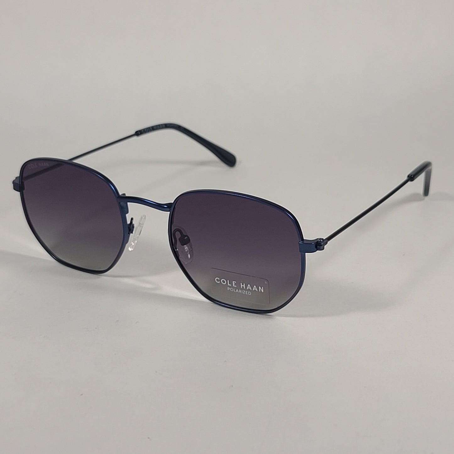 Cole Haan CH8501 414 Polarized Hexagon Sunglasses Navy Blue Smoke Gradient Lens - Sunglasses