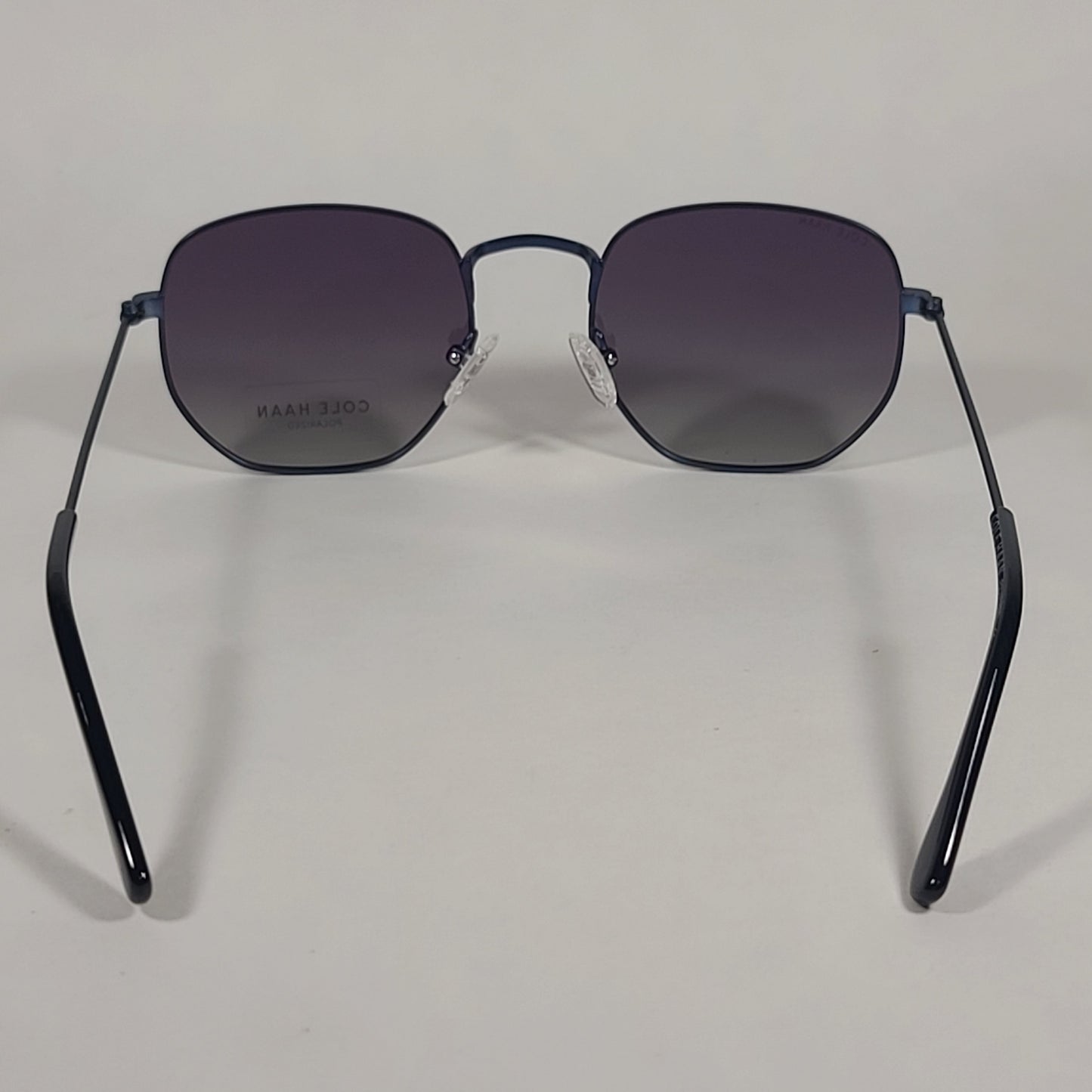 Cole Haan CH8501 414 Polarized Hexagon Sunglasses Navy Blue Smoke Gradient Lens - Sunglasses