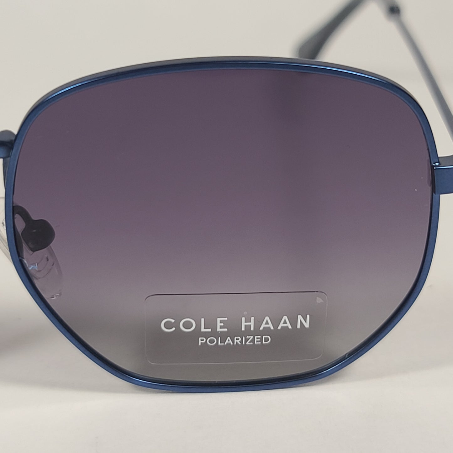 Cole Haan CH8501 414 Polarized Hexagon Sunglasses Navy Blue Smoke Gradient Lens - Sunglasses