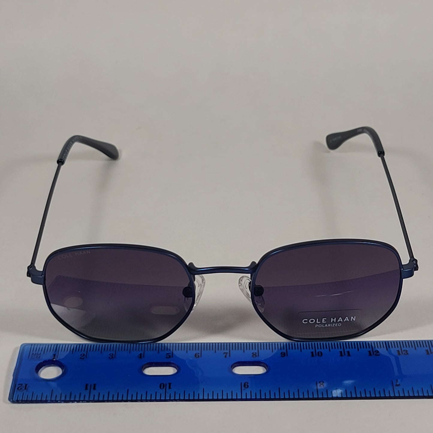 Cole Haan CH8501 414 Polarized Hexagon Sunglasses Navy Blue Smoke Gradient Lens - Sunglasses