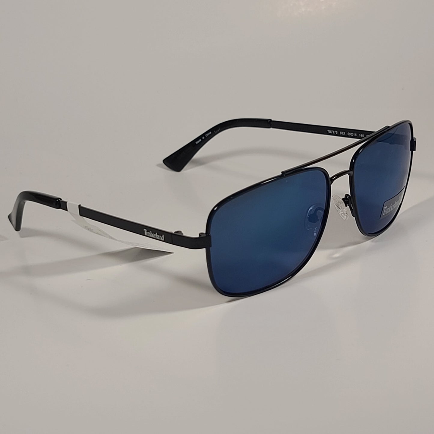 Timberland Rectangle Sunglasses Black Frame Blue Mirror Lens TB7175 01X - Sunglasses