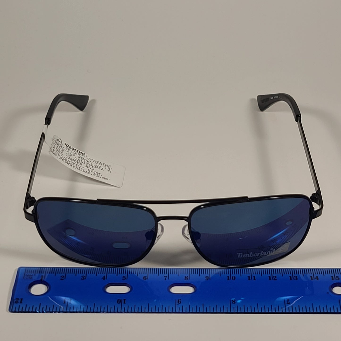Timberland Rectangle Sunglasses Black Frame Blue Mirror Lens TB7175 01X - Sunglasses