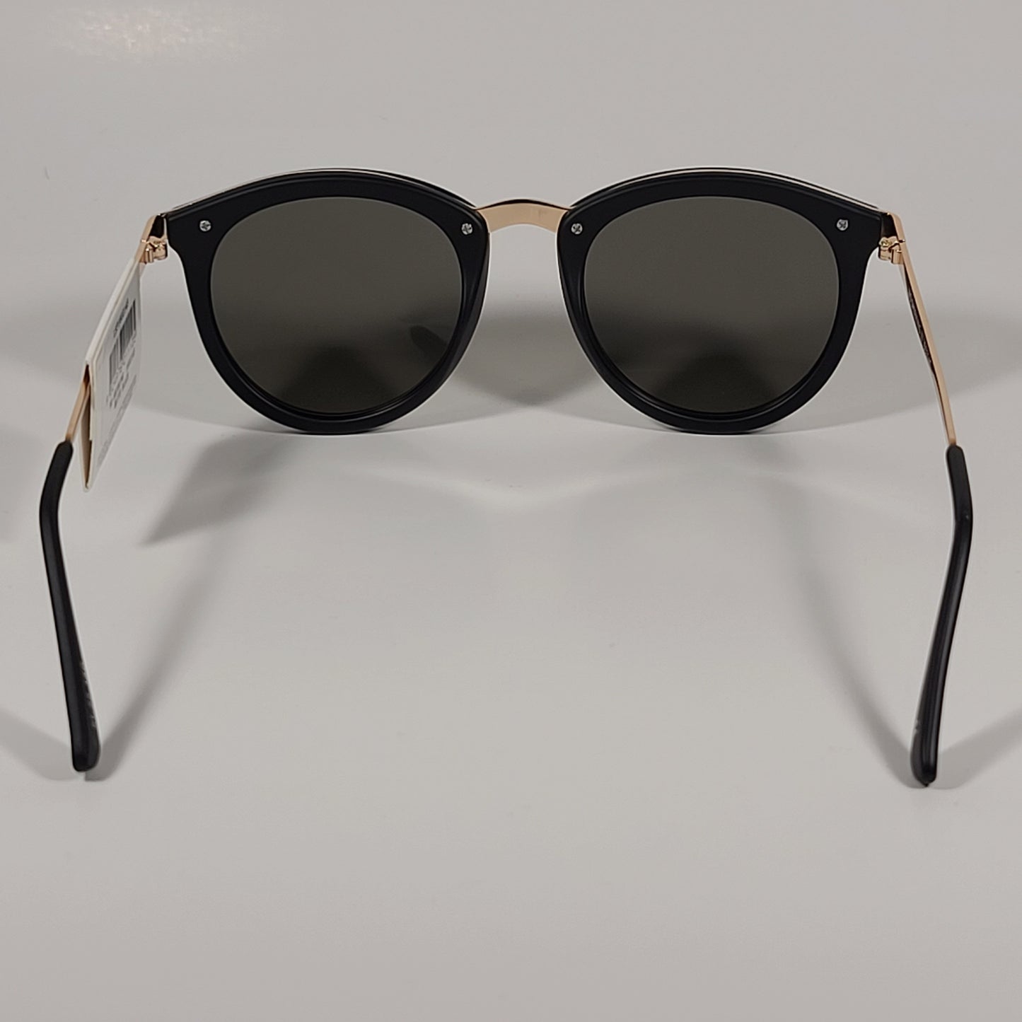 Le Specs No Smirking Round Sunglasses Matte Black Gold Frame Gold Mirror Lens LSP1602145 - Sunglasses