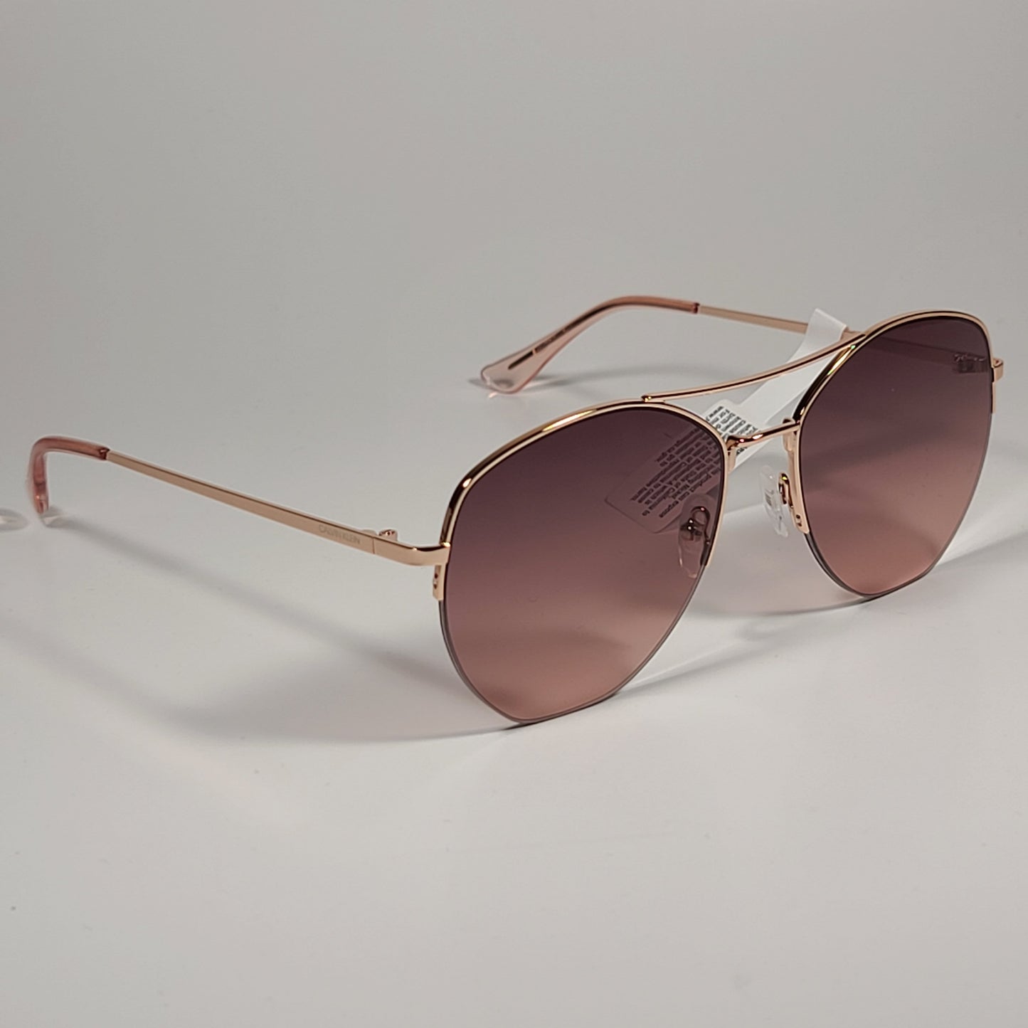 Calvin Klein Half Rim Aviator Sunglasses CK20121S 780 ROSE GOLD Frame And Lens - Sunglasses