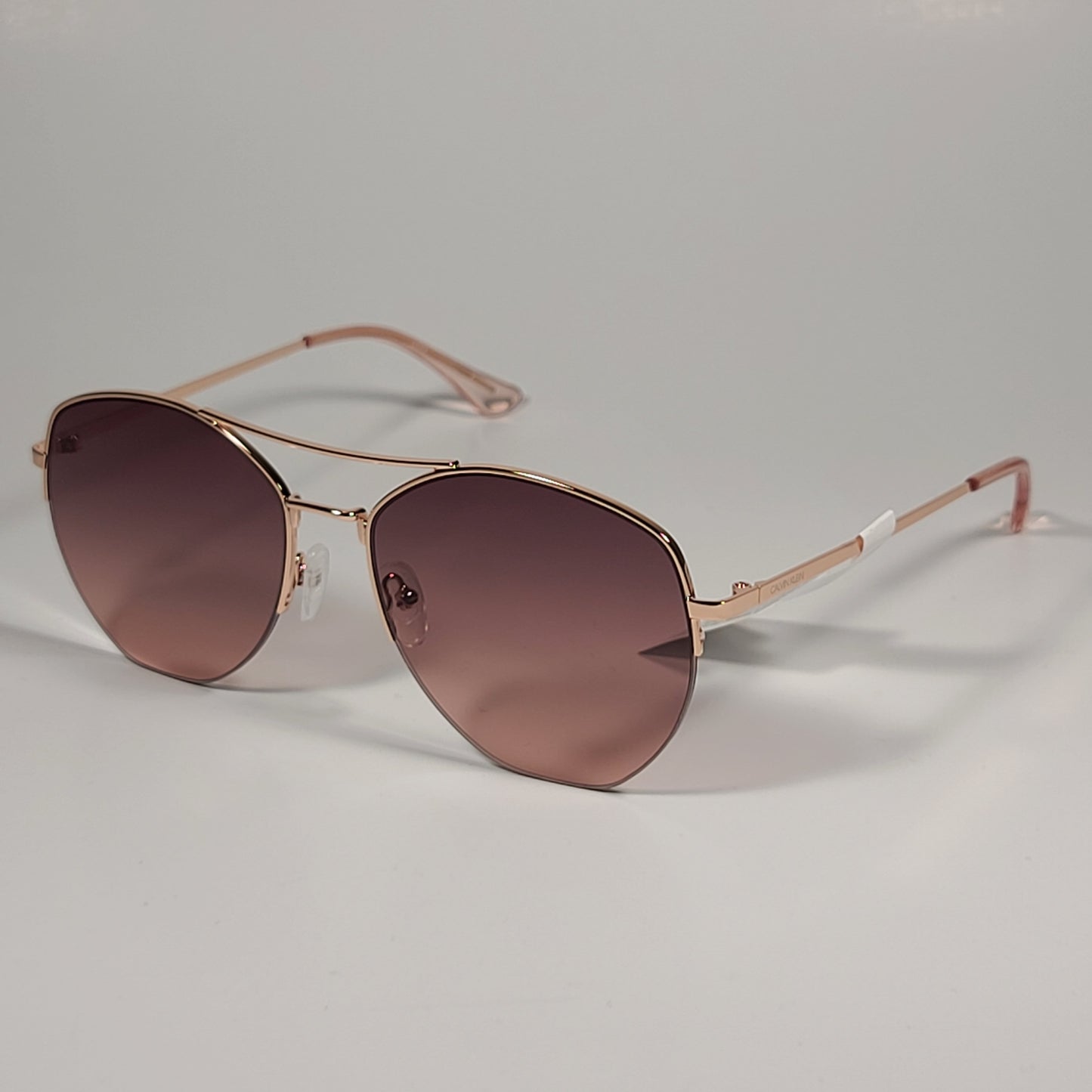 Calvin Klein Half Rim Aviator Sunglasses CK20121S 780 ROSE GOLD Frame And Lens - Sunglasses