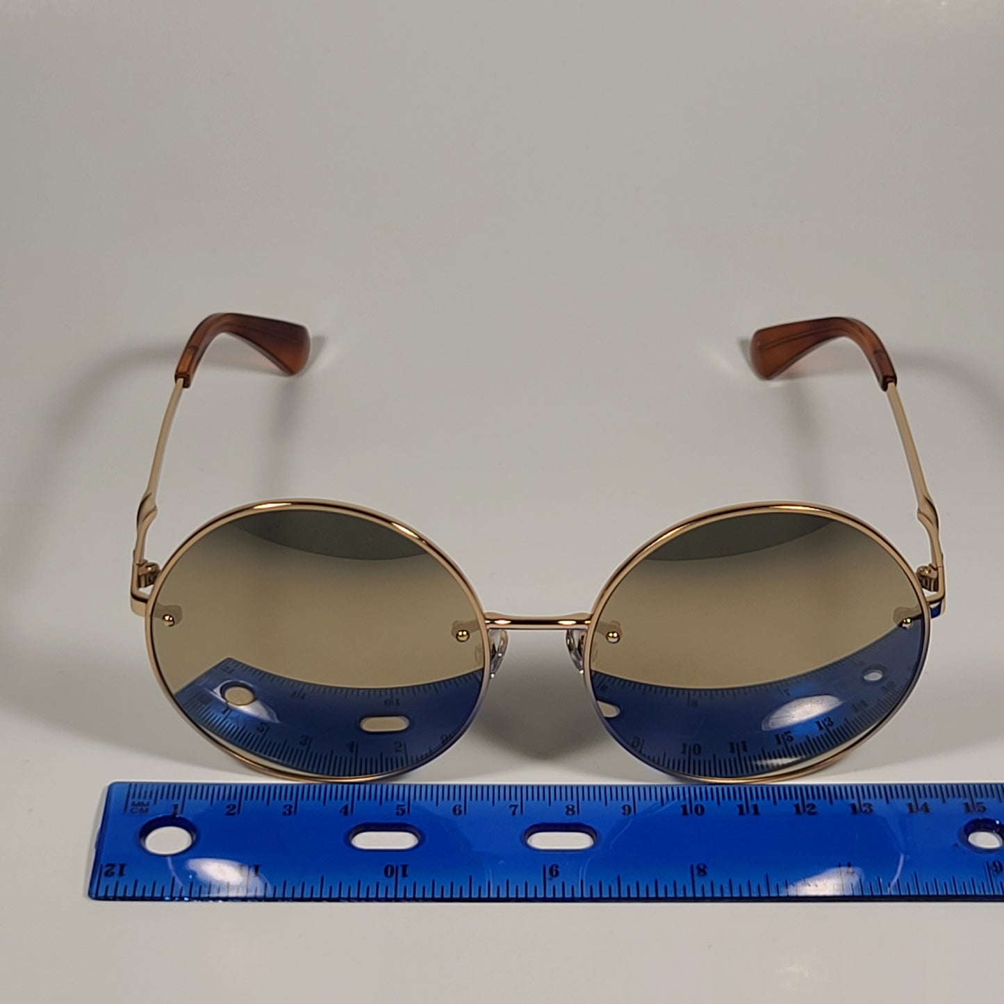 Kate Spade ABIA/F/S J5GUE Round Sunglasses Gold Brown Frame Gold Mirror Lens - Sunglasses