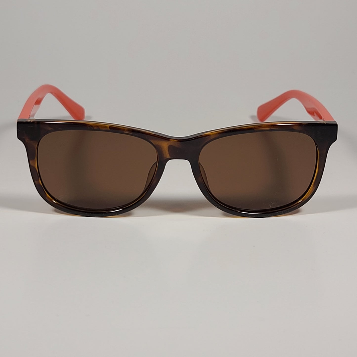 Guess Small Square Sunglasses GU9199/S 52E Orange Brown Tortoise Frame Brown Lens - Sunglasses