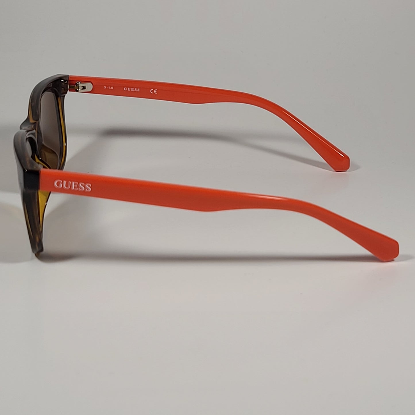 Guess Small Square Sunglasses GU9199/S 52E Orange Brown Tortoise Frame Brown Lens - Sunglasses