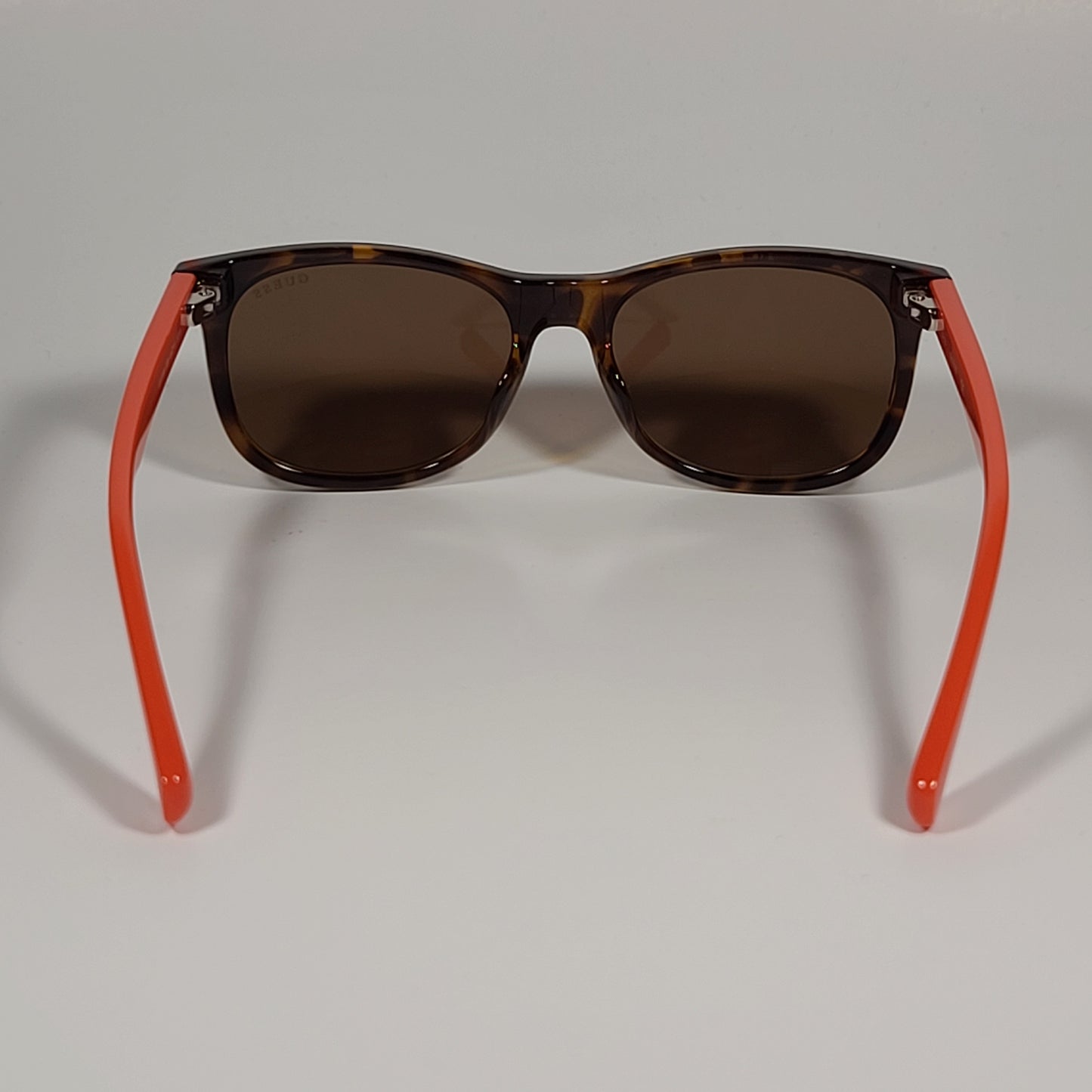 Guess Small Square Sunglasses GU9199/S 52E Orange Brown Tortoise Frame Brown Lens - Sunglasses