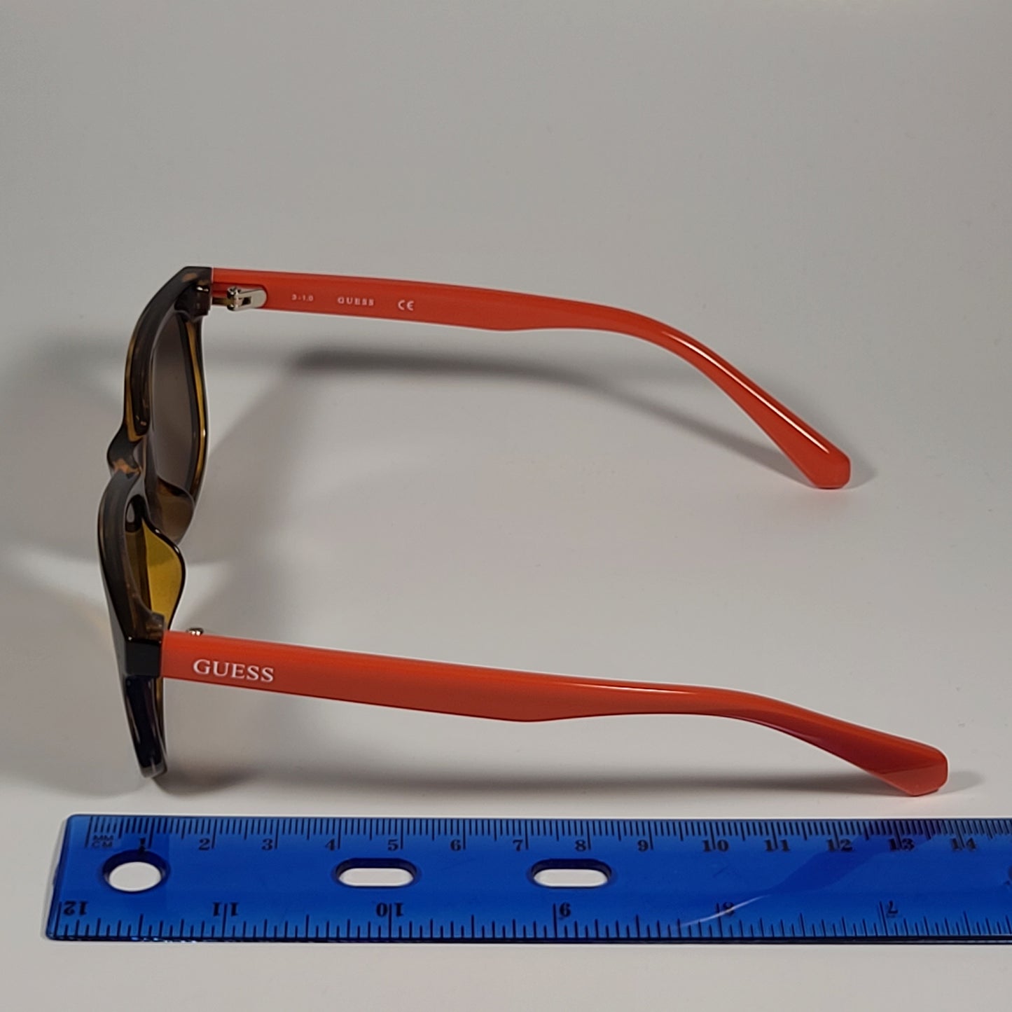 Guess Small Square Sunglasses GU9199/S 52E Orange Brown Tortoise Frame Brown Lens - Sunglasses