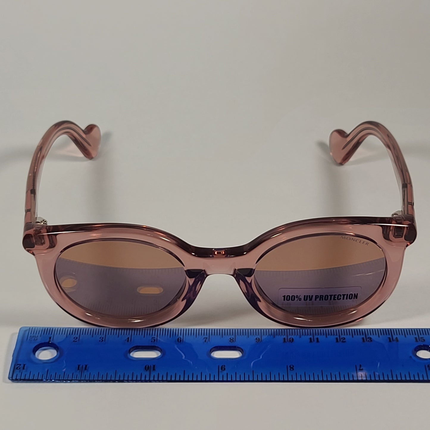 Moncler Round Sunglasses Pink Crystal Frame Bordeaux Flash Lens ML0015 72UE - Sunglasses