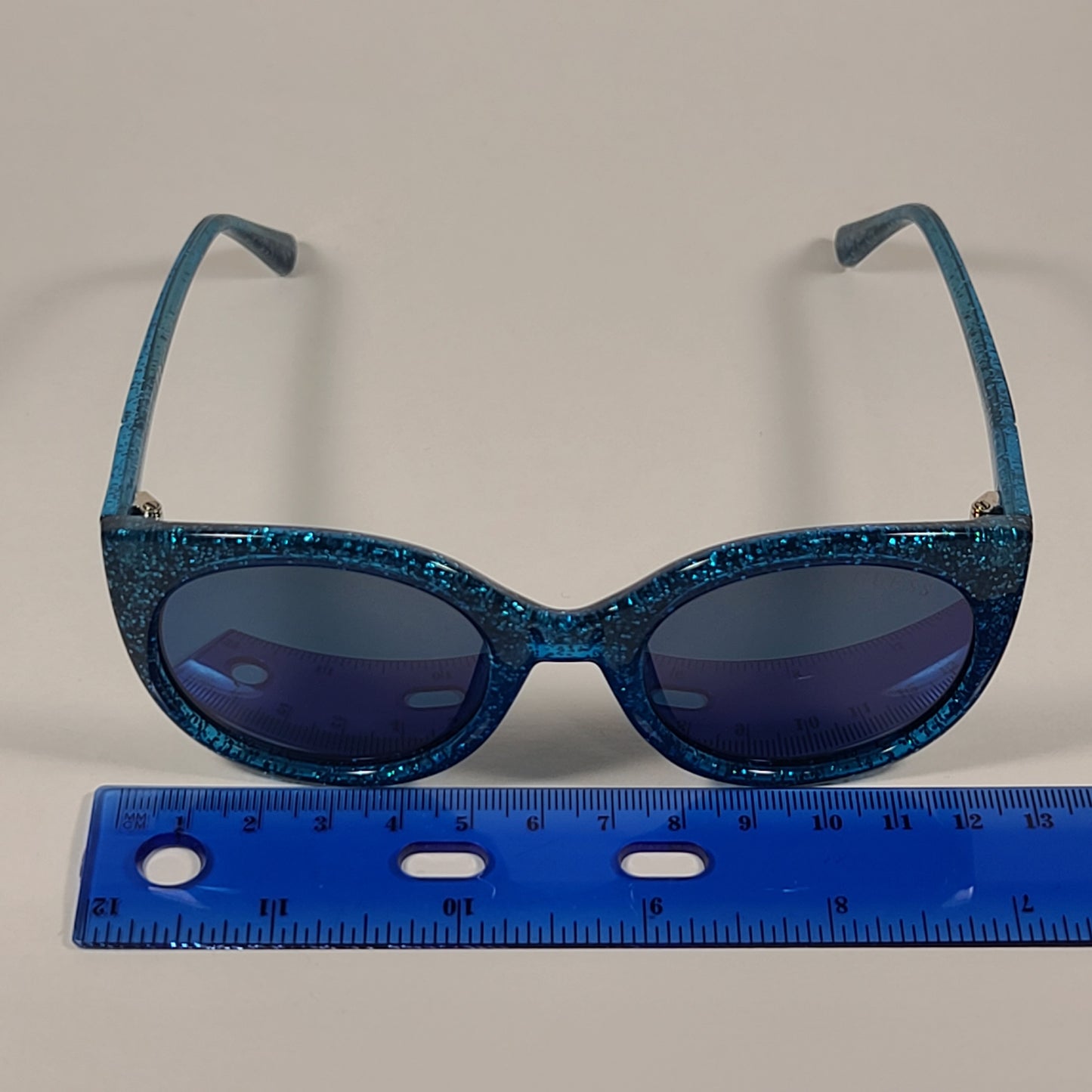 Guess Originals Round Sunglasses Blue Glitter Frame Blue Mirror Lens GU9188 92X - Sunglasses
