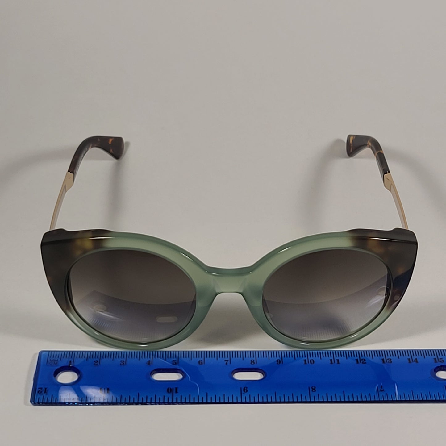 Kate Spade NORINA/S XGW9K Round Cat Eye Sunglasses Green Gold Brown Tortoise Frame Gray Gradient Lens - Sunglasses