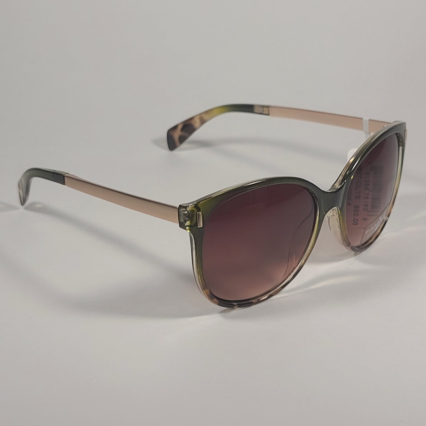 Tahari Cat Eye Sunglasses Olive Tortoise Gold Frame Brown Gradient Lens TH657 OLTS - Sunglasses