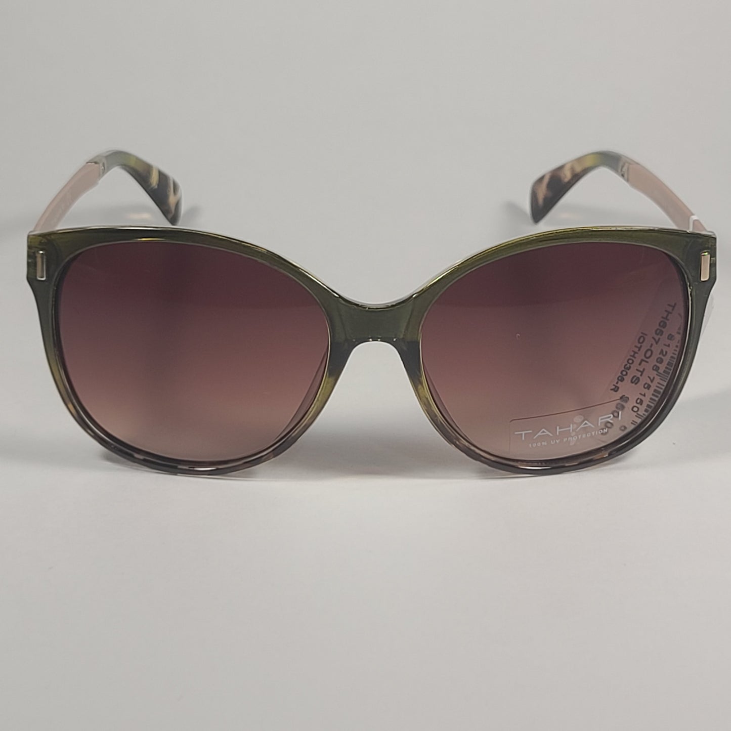 Tahari Cat Eye Sunglasses Olive Tortoise Gold Frame Brown Gradient Lens TH657 OLTS - Sunglasses