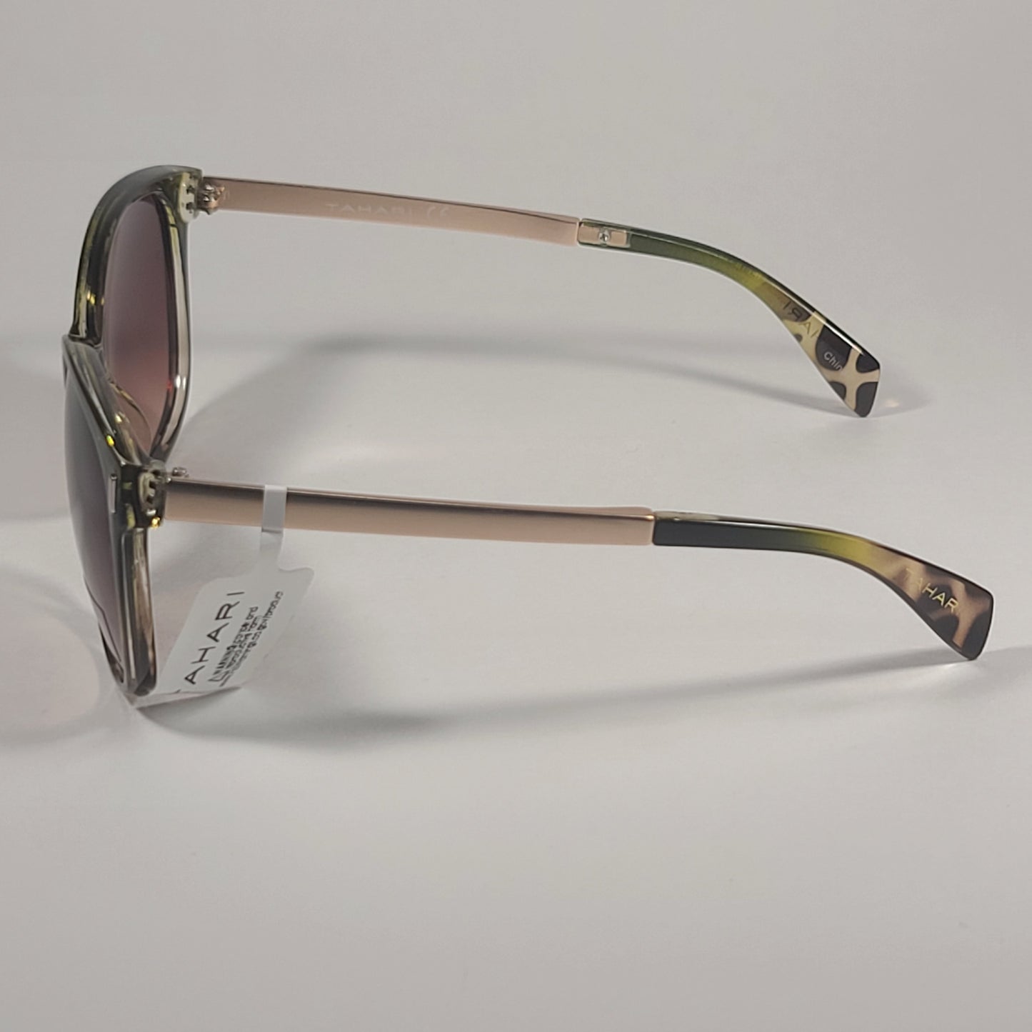 Tahari Cat Eye Sunglasses Olive Tortoise Gold Frame Brown Gradient Lens TH657 OLTS - Sunglasses