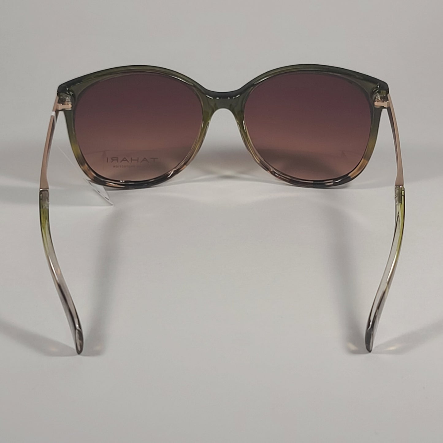 Tahari Cat Eye Sunglasses Olive Tortoise Gold Frame Brown Gradient Lens TH657 OLTS - Sunglasses
