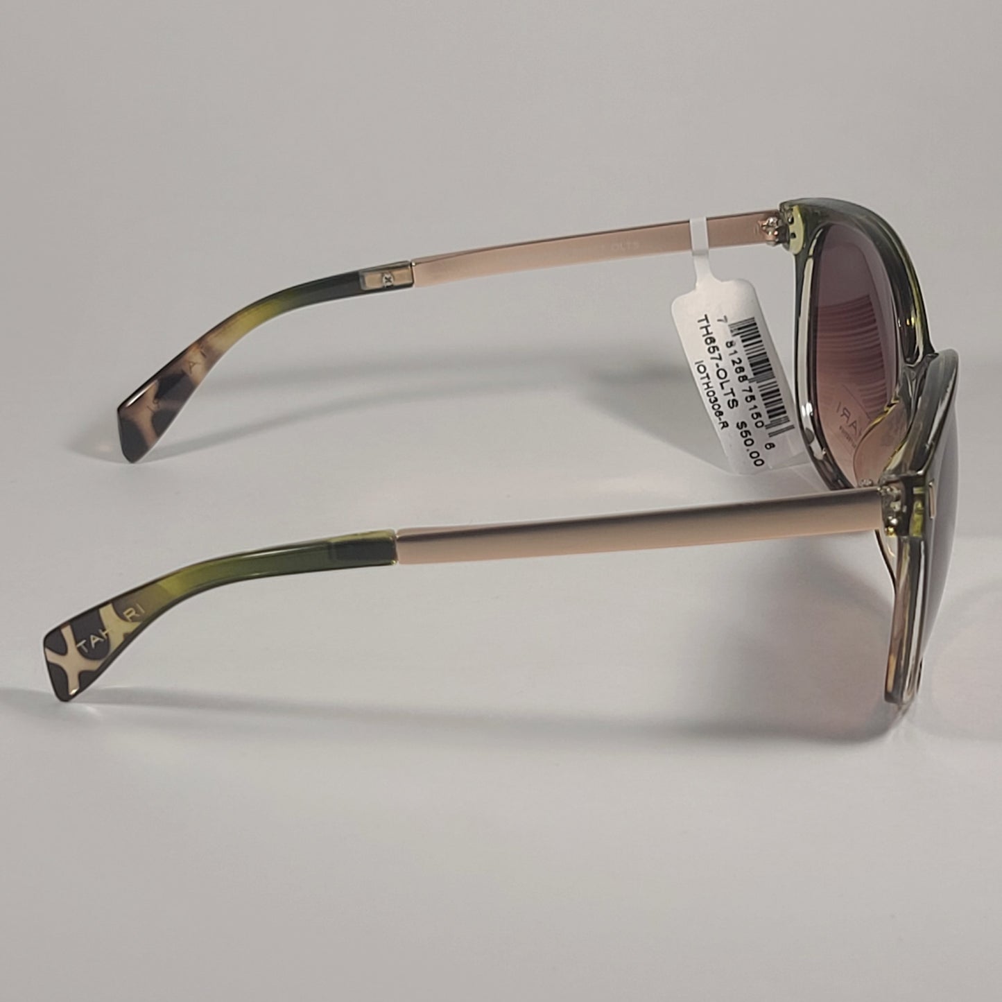 Tahari Cat Eye Sunglasses Olive Tortoise Gold Frame Brown Gradient Lens TH657 OLTS - Sunglasses