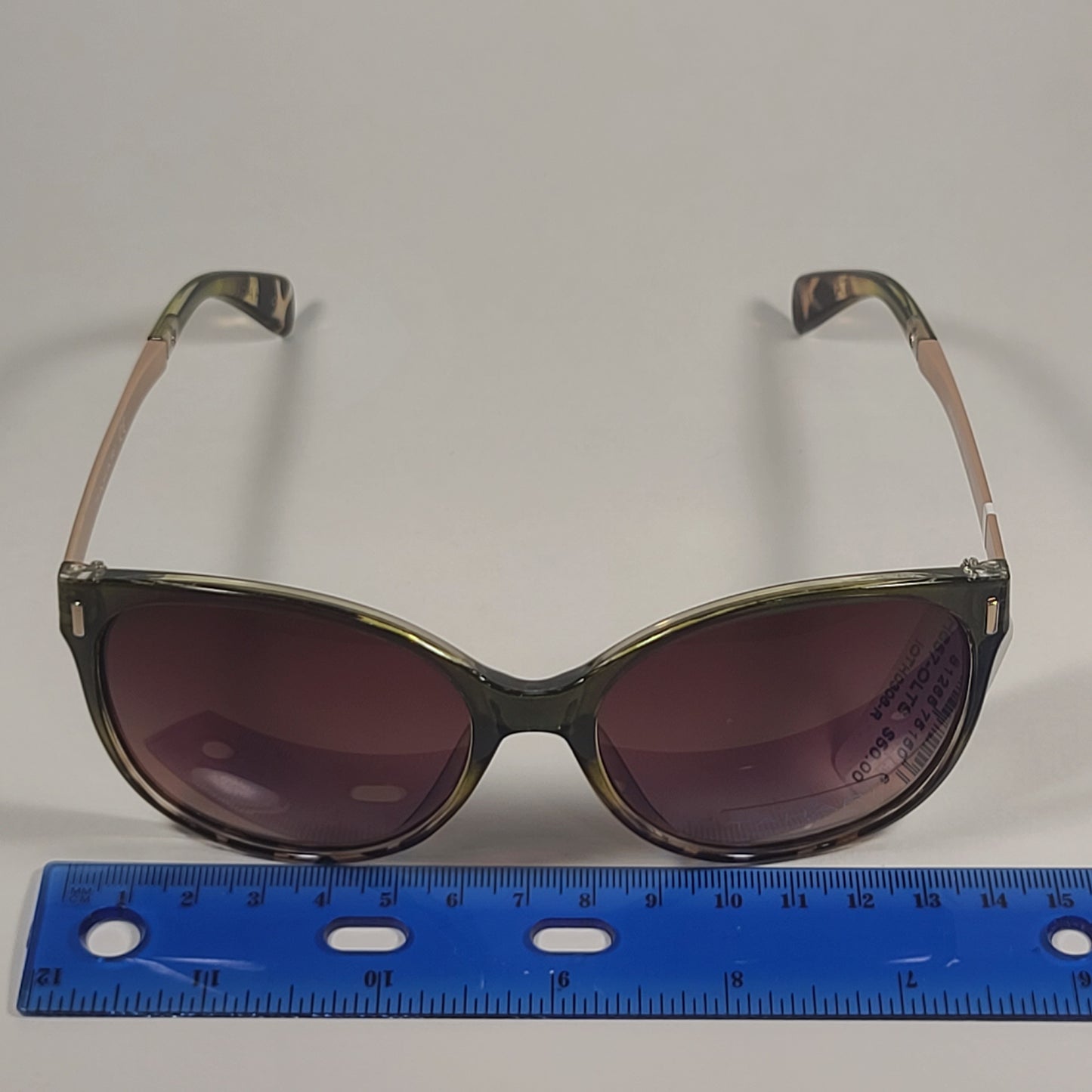 Tahari Cat Eye Sunglasses Olive Tortoise Gold Frame Brown Gradient Lens TH657 OLTS - Sunglasses