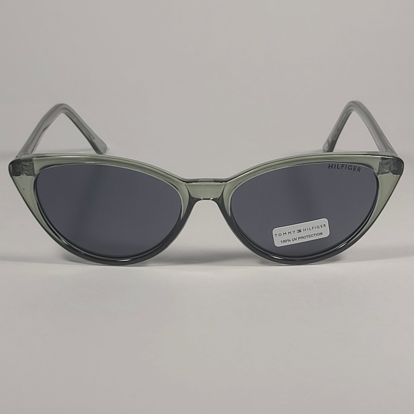 Tommy Hilfiger Liz Cat Eye Sunglasses Green Crystal Frame Gray Lens LIZ WP OL573 - Sunglasses